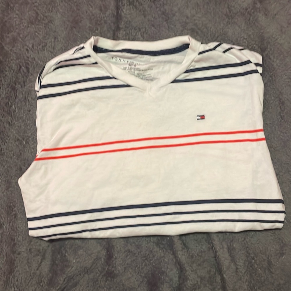 MEN'S TOMMY HILFIGER ESSENTIAL STRIPE T-SHIRT BRIGHT WHITE
